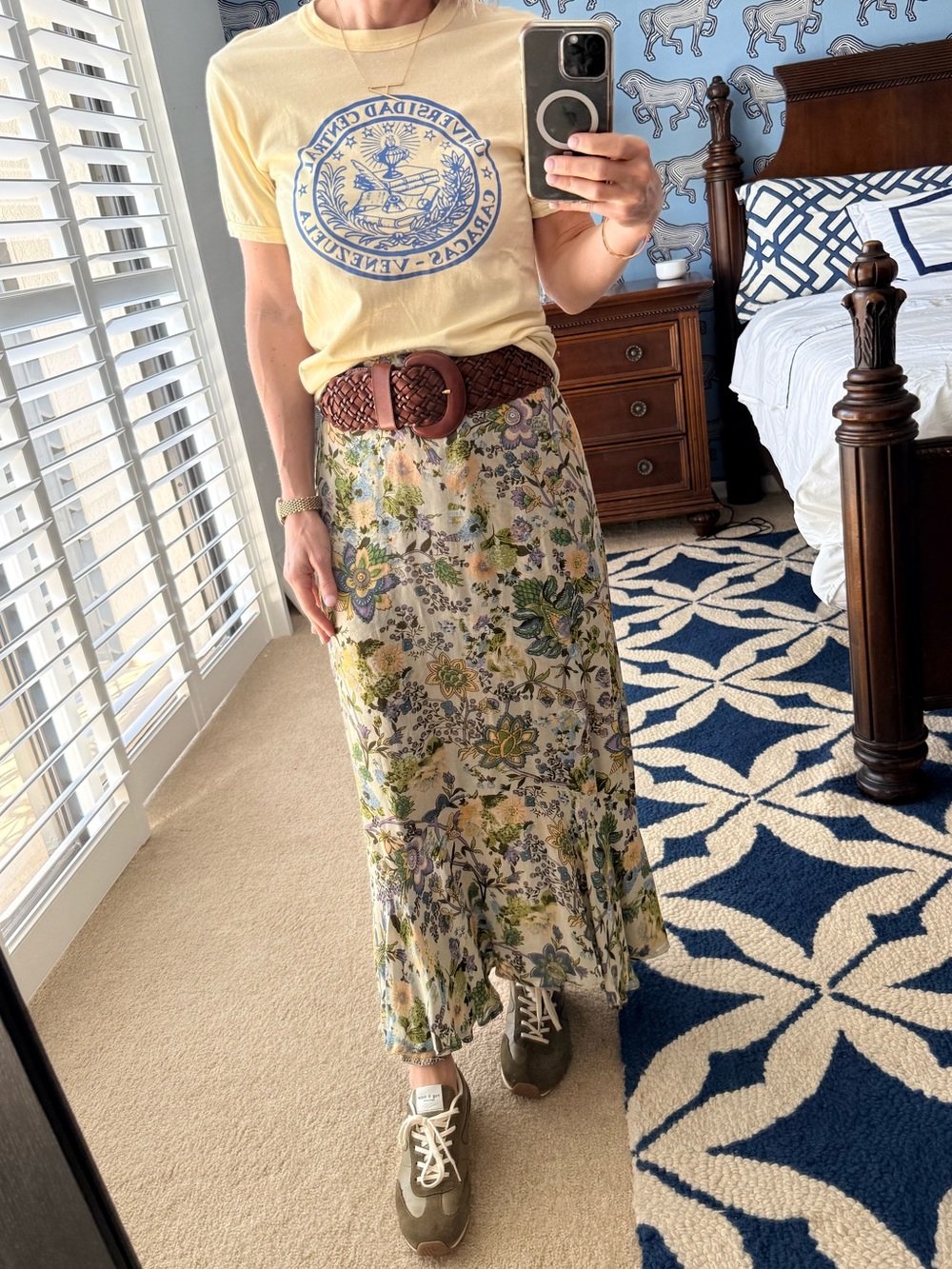 Vintage Reversible Paisley & Floral Maxi Skirt Boho Cottagecore Elastic Waist